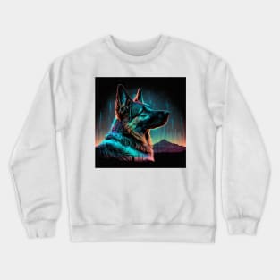 German Shepard Neon dog portrait Crewneck Sweatshirt